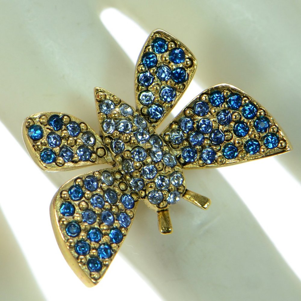 Oscar de la Renta Goldtone & Swarovski Crystal Butterfly Ring
